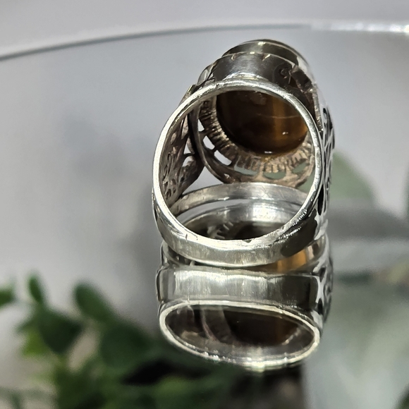 Stunning tiger's eye Sterling Silver ring. - Picture 13 of 14